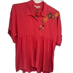 SOLITAIRE by Ravi Khosla - Women's Medium - Embroidered Layered Collared Top NWT